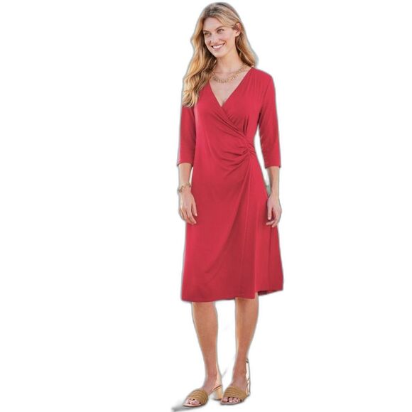 Soft Surroundings Hyannis Wrap Dress Size Large (14-16) Red Faux Wrap NWT - Picture 1 of 12